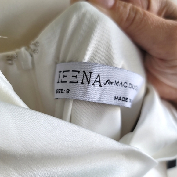 Ieena‎ for Mac Duggal,Plunging Faux Wrap  Evening Gown,White/Ivory, Size 8, NWT - Picture 10 of 14